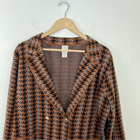 Joie Houndstooth Double Breasted Sweater Cardigan Blazer Jacket Size XL - Picture 3 of 10